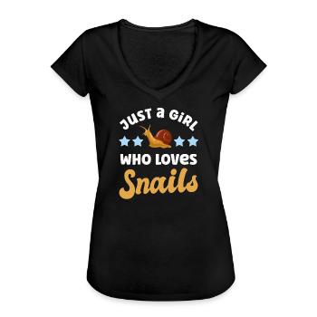 Escargots d’escargot - T-shirt vintage Femme - noir - Devant - Danielle (179cm)