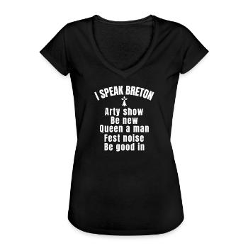 Bretagne, Bretonisch, Bretagne Humor, Bretonisch - Frauen Vintage T-Shirt - Schwarz - Vorne - Danielle (179cm)