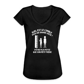 grande soeur, petit frère, frère er soeur - T-shirt vintage Femme - noir - Devant - Danielle (179cm)