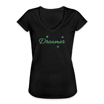 Dreamer - Frauen Vintage T-Shirt - Schwarz - Vorne - Danielle (179cm)
