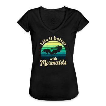 Meerjungfrau Meerjungfrauen Nixe - Frauen Vintage T-Shirt - Schwarz - Vorne - Danielle (179cm)