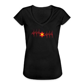 L’étoile de David sur les signaux cardiaques. - T-shirt vintage Femme - noir - Devant - Danielle (179cm)