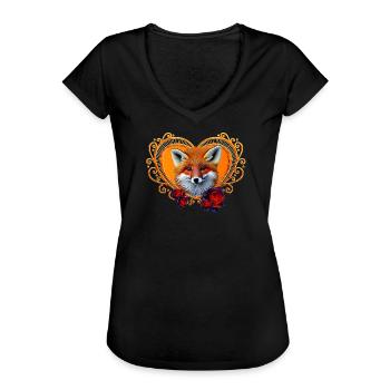 Wunderbarer Fuchskopf mit Herz - Frauen Vintage T-Shirt - Schwarz - Vorne - Danielle (179cm)