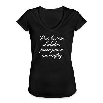 rugby, rugby sport, rugby humour - T-shirt vintage Femme - noir - Devant - Danielle (179cm)
