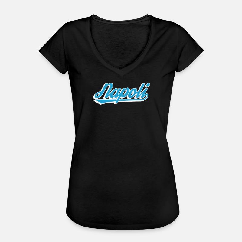 Napoli Retro Script Blau - Frauen Vintage T-Shirt - Schwarz