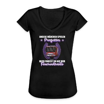 Feuerwehr Feuerwehrauto Feuerwehrfrau Beruf  - Frauen Vintage T-Shirt - Schwarz - Vorne - Danielle (179cm)