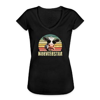 Kuh Kühe - Frauen Vintage T-Shirt - Schwarz - Vorne