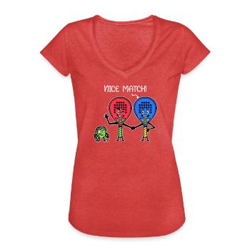 Padelteam Padel Spieler Ball Statement Racket - Frauen Vintage T-Shirt - Rot meliert - Vorne - Danielle (179cm)