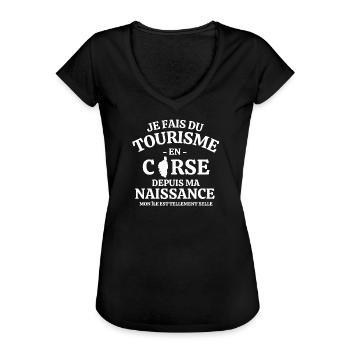 Corse, Corse humour, tourisme - T-shirt vintage Femme - noir - Devant - Danielle (179cm)
