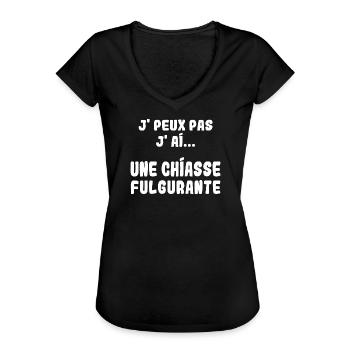 J'peux pas j'ai une Chiasse Fulgurante - T-shirt vintage Femme - noir - Devant - Danielle (179cm)