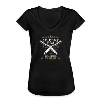 J'ai peux pas j'ai coiffure - T-shirt vintage Femme - noir - Devant - Danielle (179cm)