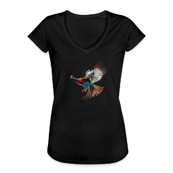 Pheasant Gift Bird Nature Animal Partridge Quail - Women's Vintage T-Shirt - black - Front - Danielle (179cm)