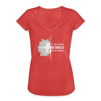 Koordinaten Detmold - Frauen Vintage T-Shirt - Rot meliert - Vorne - Danielle (179cm)