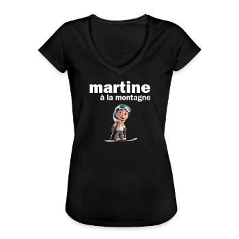 Martine, prénom Martine, je suis Martine - T-shirt vintage Femme - noir - Devant - Danielle (179cm)