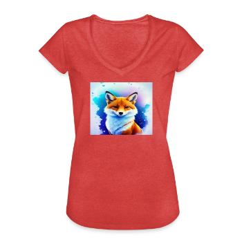 Renard féerique néon - T-shirt vintage Femme - rouge chiné - Devant - Danielle (179cm)