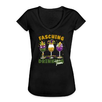 Fasching Karneval Drink Team Masken Gläser - Frauen Vintage T-Shirt - Schwarz - Vorne - Danielle (179cm)