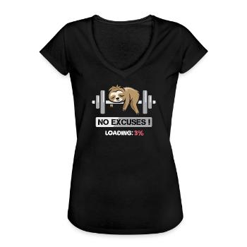 Fitness Faultier Bodybilding no excuses lustig - Frauen Vintage T-Shirt - Schwarz - Vorne - Danielle (179cm)