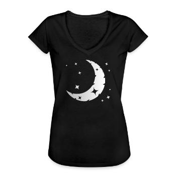 Mond und Sterne - Frauen Vintage T-Shirt - Schwarz - Vorne