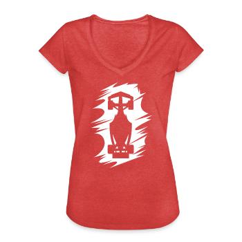 Illustration de l’effet de tache de symbole de course de formule de voiture - T-shirt vintage Femme - rouge chiné - Devant - Danielle (179cm)
