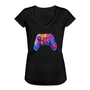 Pixel art video game controller - Women's Vintage T-Shirt - black - Front - Danielle (179cm)