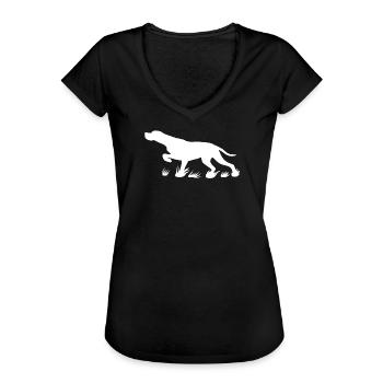 Pointeur saillant (blanc) - T-shirt vintage Femme - noir - Devant - Danielle (179cm)