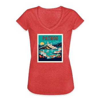 Patmos Griechenland Urlaub Ferien Reisen - Frauen Vintage T-Shirt - Rot meliert - Vorne - Danielle (179cm)