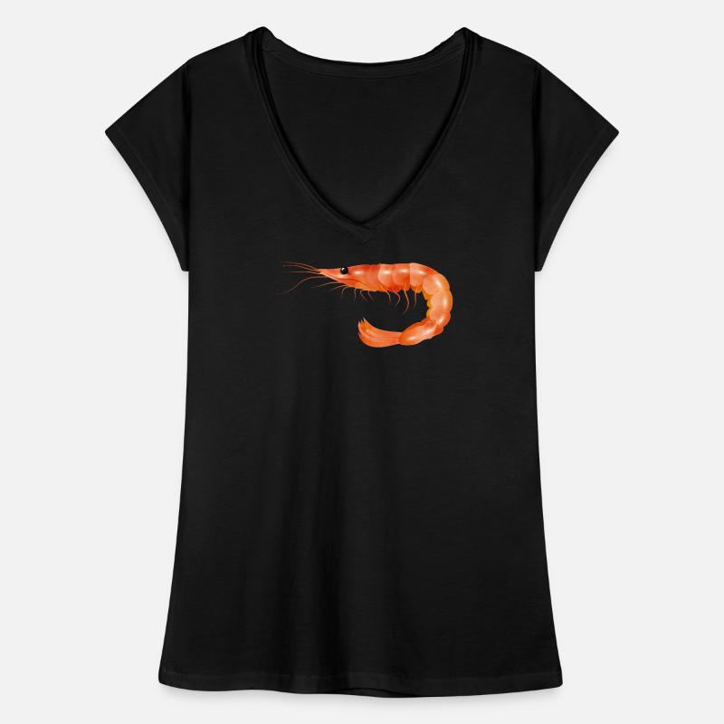 rosarote Garnele oder Shrimp von Hand gezeichnet Frauen Vintage T-Shirt