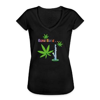 Cannabis Blätter mit Bong - Frauen Vintage T-Shirt - Schwarz - Vorne - Danielle (179cm)