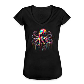Krake - Frauen Vintage T-Shirt - Schwarz - Vorne - Danielle (179cm)