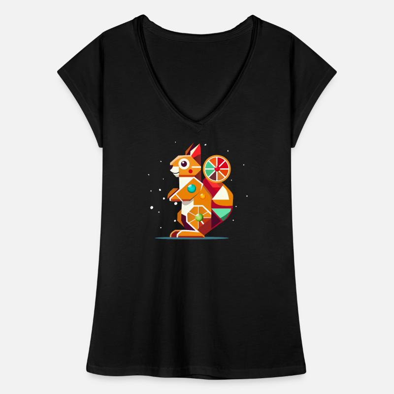 Geometrisches Eichhörnchen-farbenfroher Hingucker Frauen Vintage T-Shirt