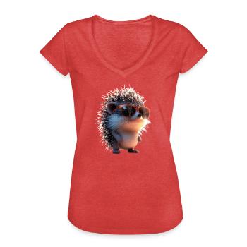 Igel Weißbauchigel Stacheligel Liebe Süßer Igel - Frauen Vintage T-Shirt - Rot meliert - Vorne - Danielle (179cm)