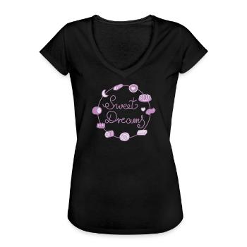 Sweet Dreams  - Frauen Vintage T-Shirt - Schwarz - Vorne - Danielle (179cm)