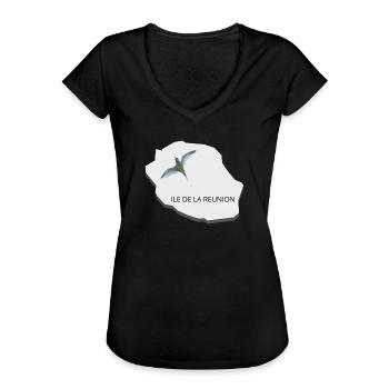 ILE DE LA REUNION - T-shirt vintage Femme - noir - Devant - Danielle (179cm)