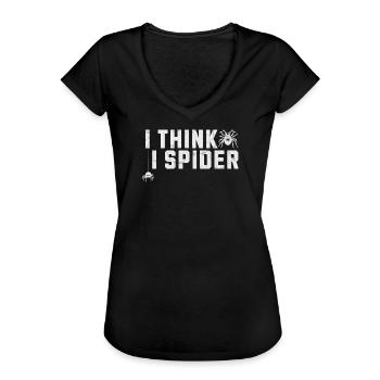 I Think I Spider Denglisch Spinnen Illustration - Frauen Vintage T-Shirt - Schwarz - Vorne - Danielle (179cm)