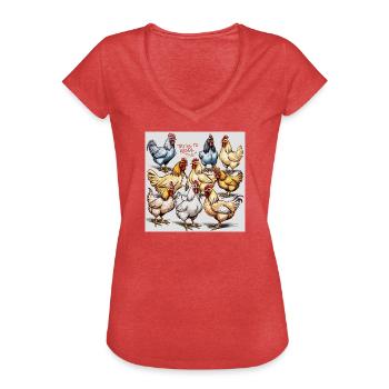 Chicken Ballet: Polyphonic Chicken Troupe - Women's Vintage T-Shirt - heather red - Front - Danielle (179cm)
