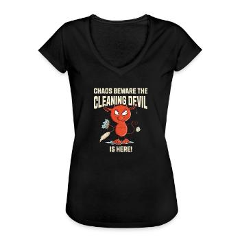 drôle de démon de nettoyage nettoyant disant - T-shirt vintage Femme - noir - Devant