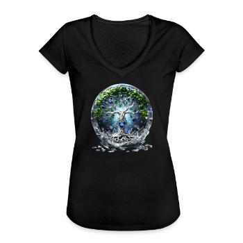 Licht und Schatten: der mystische Baum des Lebens. - Frauen Vintage T-Shirt - Schwarz - Vorne - Danielle (179cm)