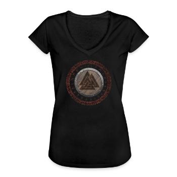 Valknut Viking Symbol - Women's Vintage T-Shirt - black - Front - Danielle (179cm)