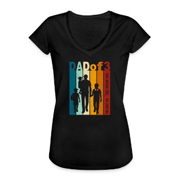 Papa & 3 Söhne Geschenk Design zum Vatertag - Frauen Vintage T-Shirt - Schwarz - Vorne - Danielle (179cm)