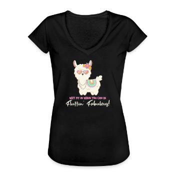 Süßes Alpaka mit Sonnenbrille und lustigem Spruch - Frauen Vintage T-Shirt - Schwarz - Vorne
