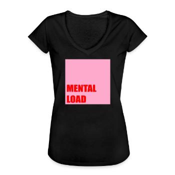 STRESS FAMILIAL CHARGE MENTALE - T-shirt vintage Femme - noir - Devant - Danielle (179cm)