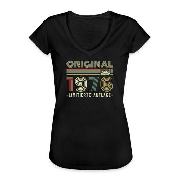 Original 1976 Jahrgang Vintage Geburtstag Retro - Frauen Vintage T-Shirt - Schwarz - Vorne - Danielle (179cm)