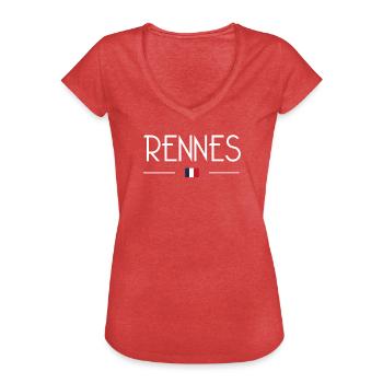 Rennes - T-shirt vintage Femme - rouge chiné - Devant - Danielle (179cm)