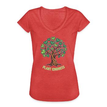 Plant Kindness Baum mit Herzblättern - Frauen Vintage T-Shirt - Rot meliert - Vorne - Danielle (179cm)
