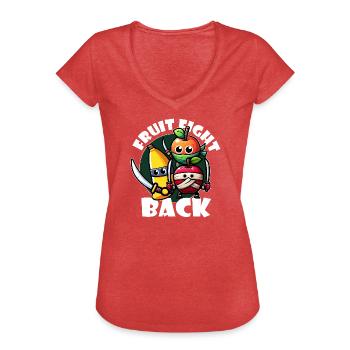 Fruit Fight Back - T-shirt vintage Femme - rouge chiné - Devant - Danielle (179cm)