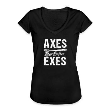 Viking Mythologie Walhalla Krieger Axt Sprüche - Frauen Vintage T-Shirt - Schwarz - Vorne - Danielle (179cm)