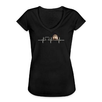 Igel - Frauen Vintage T-Shirt - Schwarz - Vorne
