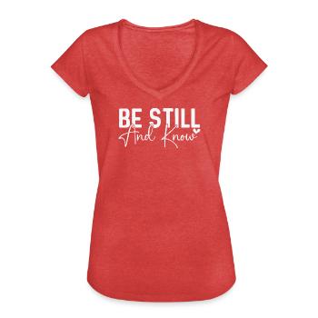 Be Still and Know - Women's Vintage T-Shirt - heather red - Front - Danielle (179cm)