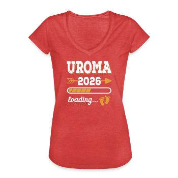 Uroma 2026 Loading Zukünftige Urgroßmutte Geschenk - Frauen Vintage T-Shirt - Rot meliert - Vorne - Danielle (179cm)