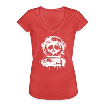 Grungy Astronauten Totenkopf Graffiti - Frauen Vintage T-Shirt - Rot meliert - Vorne - Danielle (179cm)